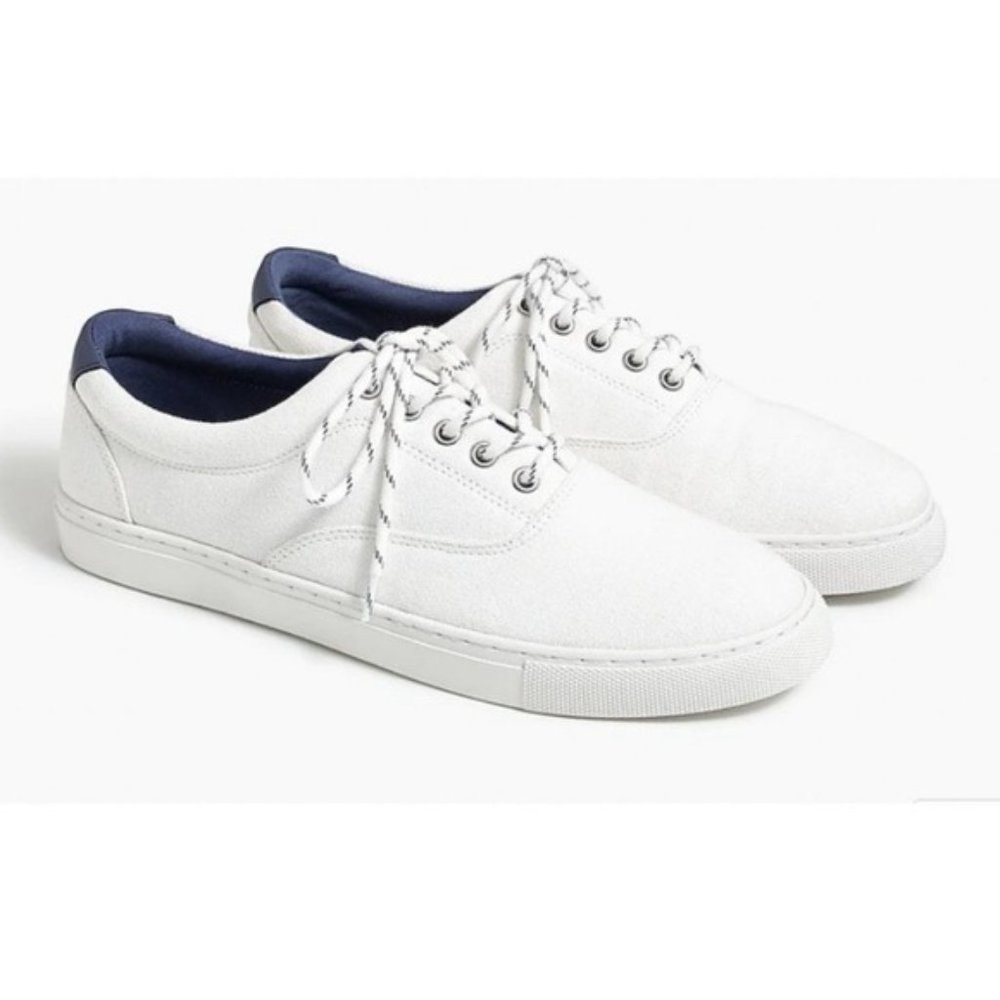 J. Crew Factory Men's Explorer Canvas Lace Up Sneakers White